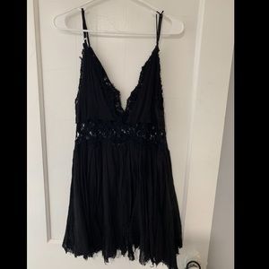 Black free people flowy Dress with crochet